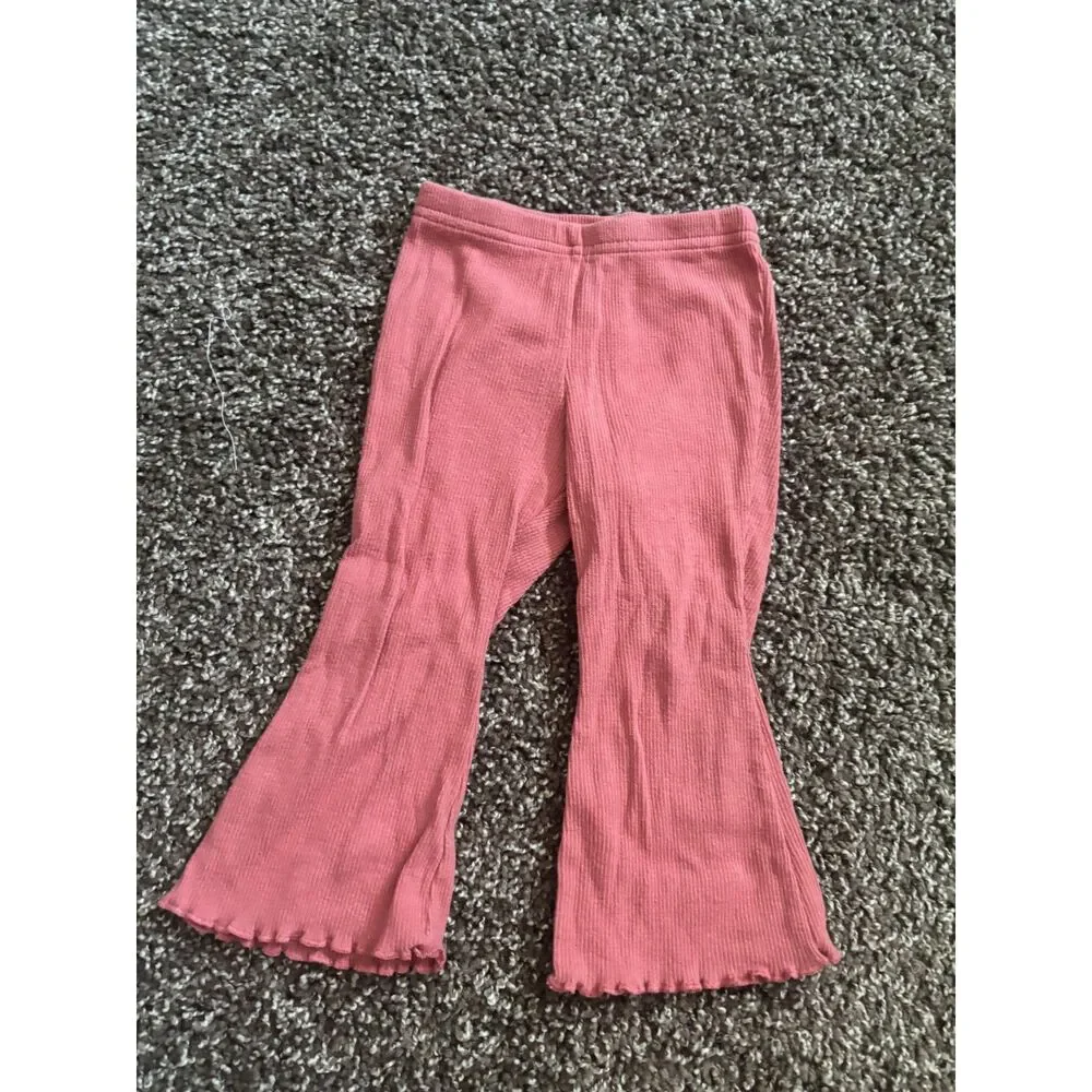 Carter's 12M Pink Ribbed Bell Bottom Leggings Toddler Girl Flare Pants